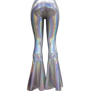 brand new holographic bell bottom leggings